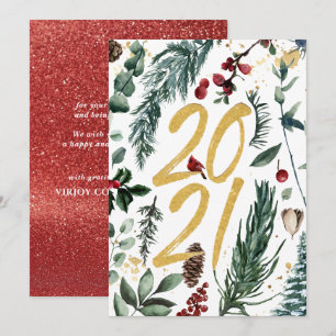 Tarjeta Festiva Año Nuevo 2021 Pino Festivo Corporativo