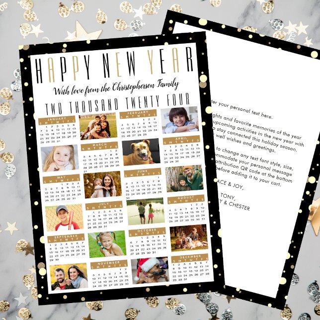 Tarjeta Festiva Año Nuevo 2024 Calendario 2023 Revisión de año 12  (Subido por el creador)