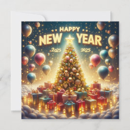 Tarjeta Festiva Año Nuevo 2025 Brillante y Festivo