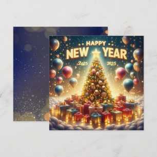 Tarjeta Festiva Año Nuevo 2025 Brillante y Festivo