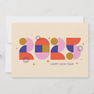Tarjeta Festiva Año Nuevo 2025 - Celebración Geométrica Audaz