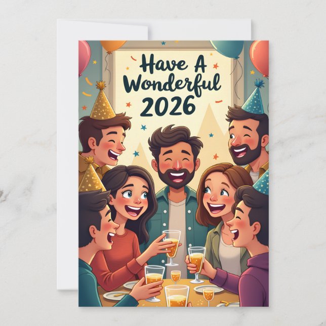 Tarjeta Festiva Año Nuevo 2026 (Anverso)