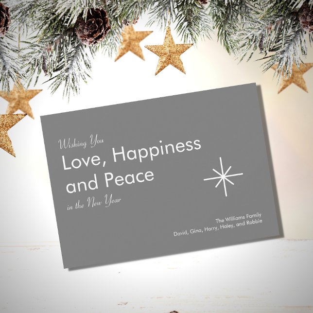 Tarjeta Festiva Año Nuevo 2026 Gris retro (Subido por el creador)