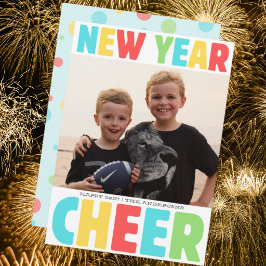 Tarjeta Festiva Año Nuevo Alegre Brillante Colorido Feliz