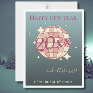 Tarjeta Festiva Año nuevo año vísperas del saludo retro azul 2025