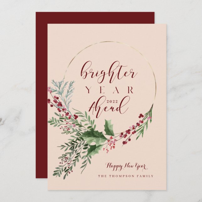 Tarjeta Festiva Año nuevo antes de la guerra de las acuarelas (Anverso / Reverso)