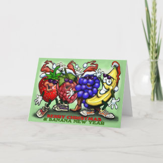 Tarjeta Festiva Año Nuevo Banana Navidades Berry