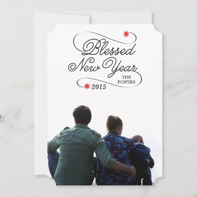 Tarjeta Festiva año nuevo bendecido (Anverso)