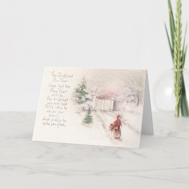 Tarjeta Festiva Año Nuevo brillante (Anverso)