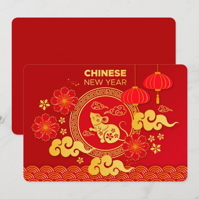 Tarjeta Festiva Año Nuevo Chino (Anverso / Reverso)
