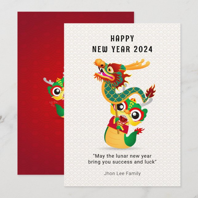 Tarjeta Festiva Año nuevo chino 2024 (Anverso / Reverso)