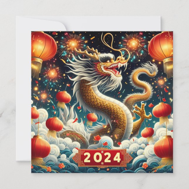 Tarjeta Festiva Año Nuevo Chino 2024 Año del Dragón (Anverso)