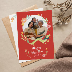 Tarjeta Festiva Año Nuevo Chino 2024 Año del Dragón Familia