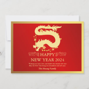 Tarjeta Festiva Año Nuevo Chino 2024, Año Del Holi Rojo Dragón