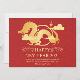 Tarjeta Festiva Año Nuevo Chino 2024, Año Del Rojo Dragón