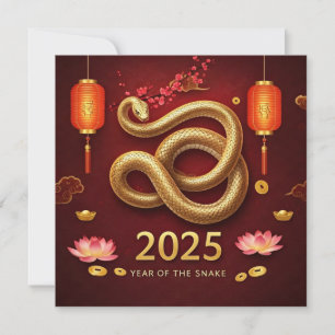 Tarjeta Festiva Año Nuevo Chino 2025 Año de la Serpiente