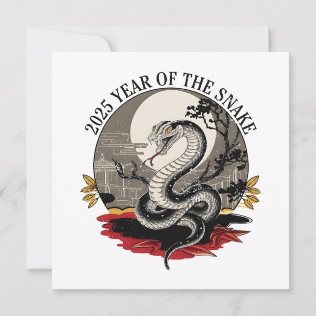 Tarjeta Festiva Año Nuevo Chino 2025 De La Serpiente (Anverso)