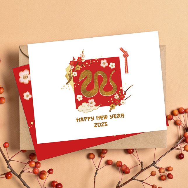 Tarjeta Festiva Año Nuevo Chino 2025 De La Serpiente (Subido por el creador)