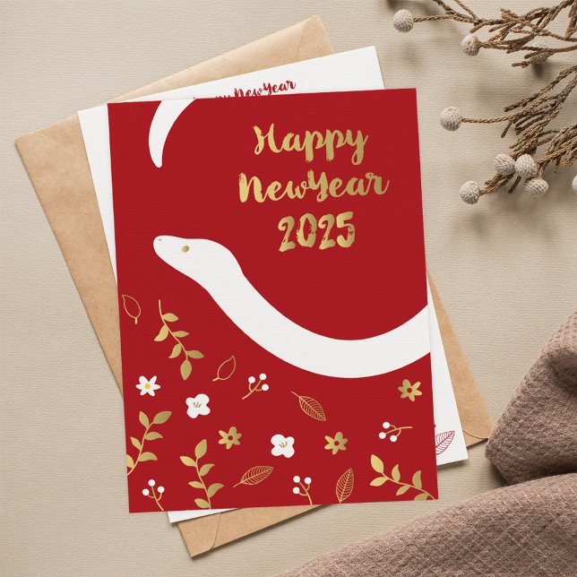 Tarjeta Festiva Año Nuevo Chino 2025 De Serpiente (Subido por el creador)