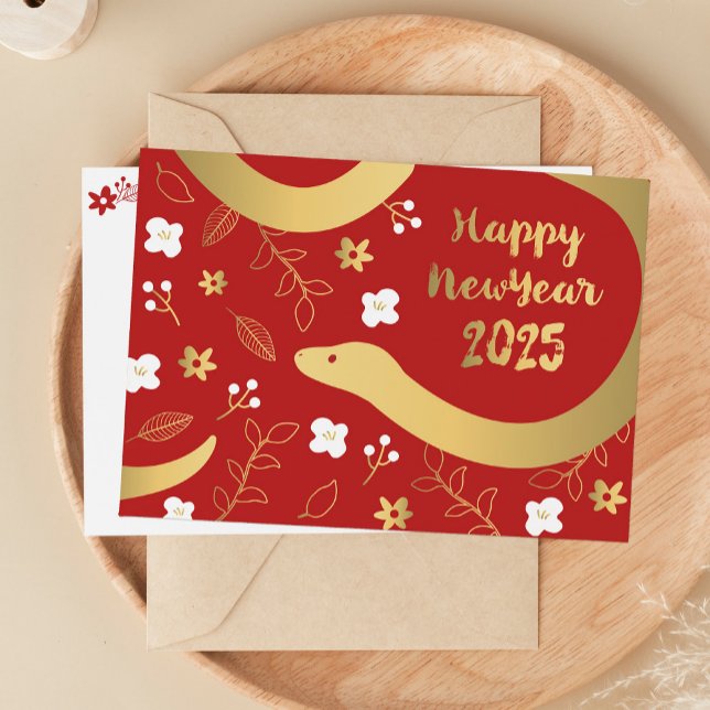 Tarjeta Festiva Año Nuevo Chino 2025 De Serpiente (Subido por el creador)