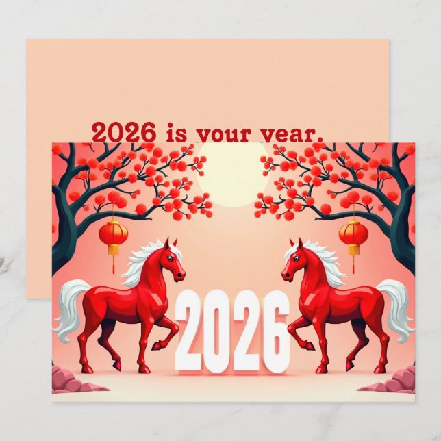 Tarjeta Festiva Año nuevo chino 2026 (Anverso / Reverso)