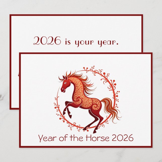 Tarjeta Festiva Año nuevo chino 2026 (Anverso / Reverso)
