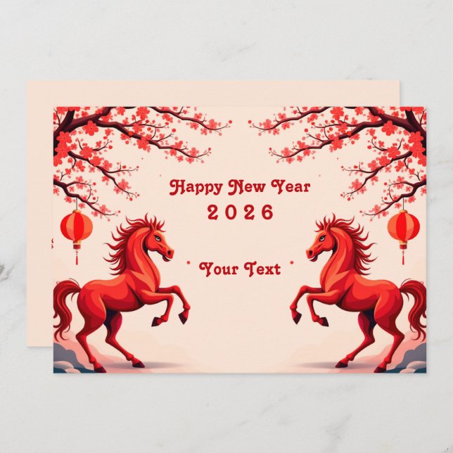 Tarjeta Festiva Año nuevo chino 2026 (Anverso / Reverso)