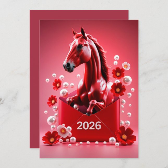 Tarjeta Festiva Año nuevo chino 2026 (Anverso / Reverso)