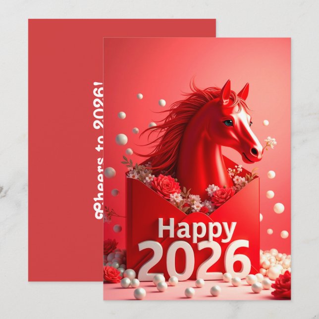 Tarjeta Festiva Año nuevo chino 2026 (Anverso / Reverso)