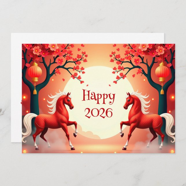 Tarjeta Festiva Año nuevo chino 2026 (Anverso / Reverso)