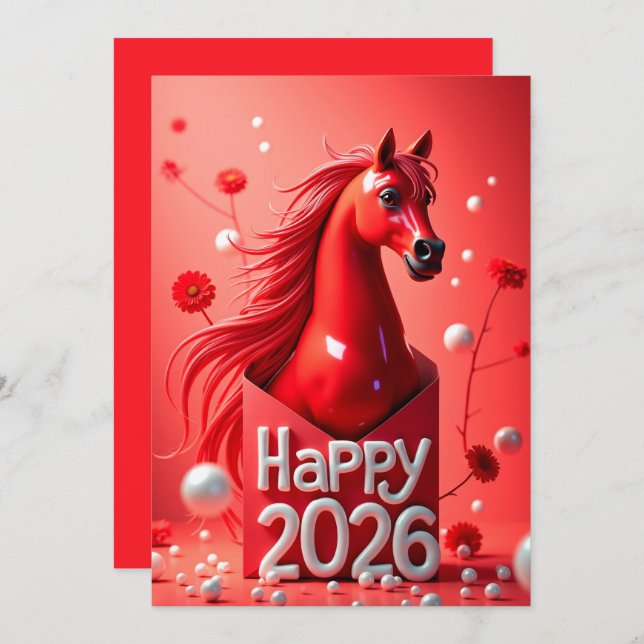 Tarjeta Festiva Año nuevo chino 2026 (Anverso / Reverso)