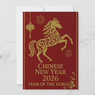 Tarjeta Festiva Año Nuevo Chino 2026 - Año del Caballo