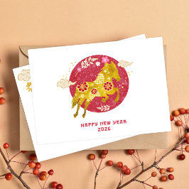 Tarjeta Festiva Año Nuevo Chino 2026 Año del Caballo