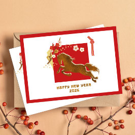 Tarjeta Festiva Año Nuevo Chino 2026 Año del Caballo