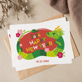 Tarjeta Festiva Año Nuevo Chino - Año Del Dragón 2024