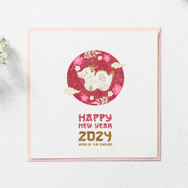 Tarjeta Festiva Año Nuevo Chino De Dragón Estilo Japonés