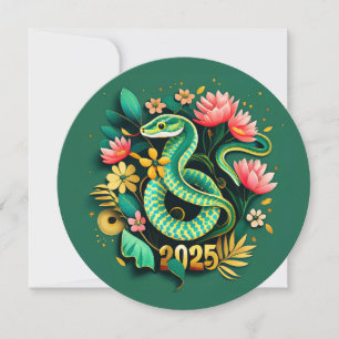 Tarjeta Festiva Año Nuevo Chino de la Serpiente de la Madera 2025