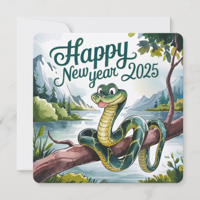 Tarjeta Festiva Año Nuevo Chino De La Serpiente De La Madera Feliz (Anverso)