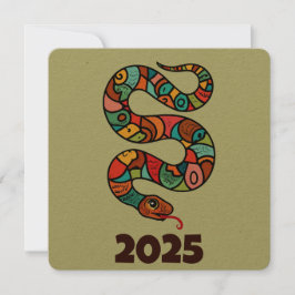 Tarjeta Festiva Año Nuevo Chino De La Serpiente De Madera Verde 20