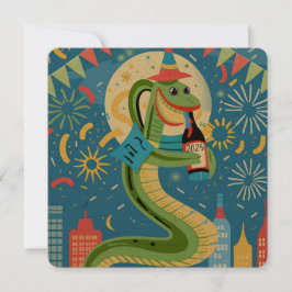 Tarjeta Festiva Año Nuevo Chino De La Serpiente Madera 2025