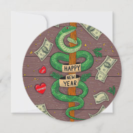 Tarjeta Festiva Año Nuevo Chino De La Serpiente Madera 2025