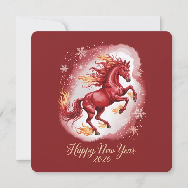 Tarjeta Festiva Año Nuevo Chino del Caballo 2026 (Anverso)
