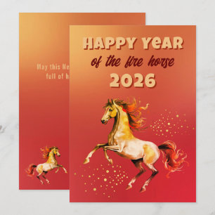 Tarjeta Festiva Año Nuevo Chino del Caballo de Fuego 2026