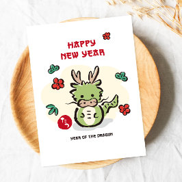 Tarjeta Festiva Año Nuevo Chino del Dragón al Estilo Japonés