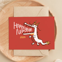Tarjeta Festiva Año Nuevo Chino Moderno De Dragón 2024