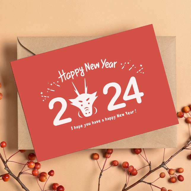 Tarjeta Festiva Año Nuevo Chino Rojo 2024 Año De Dragón (Subido por el creador)