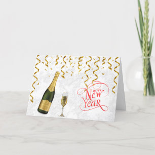Tarjeta Festiva Año Nuevo Confetti de botella de champán