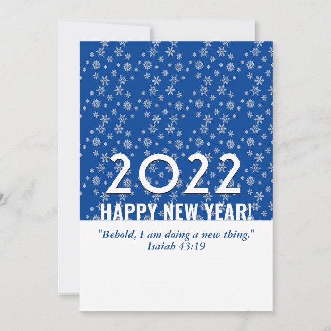 Tarjeta Festiva AÑO NUEVO cristiano de las copas de nieve azul 202 (Anverso)