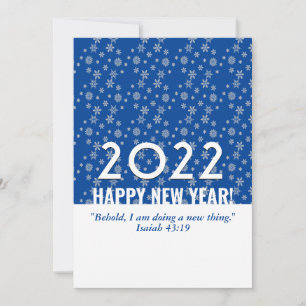 Tarjeta Festiva AÑO NUEVO cristiano de las copas de nieve azul 202