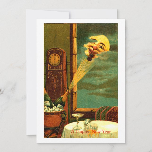 Tarjeta Festiva Año Nuevo de Champagne 1908 (Anverso)